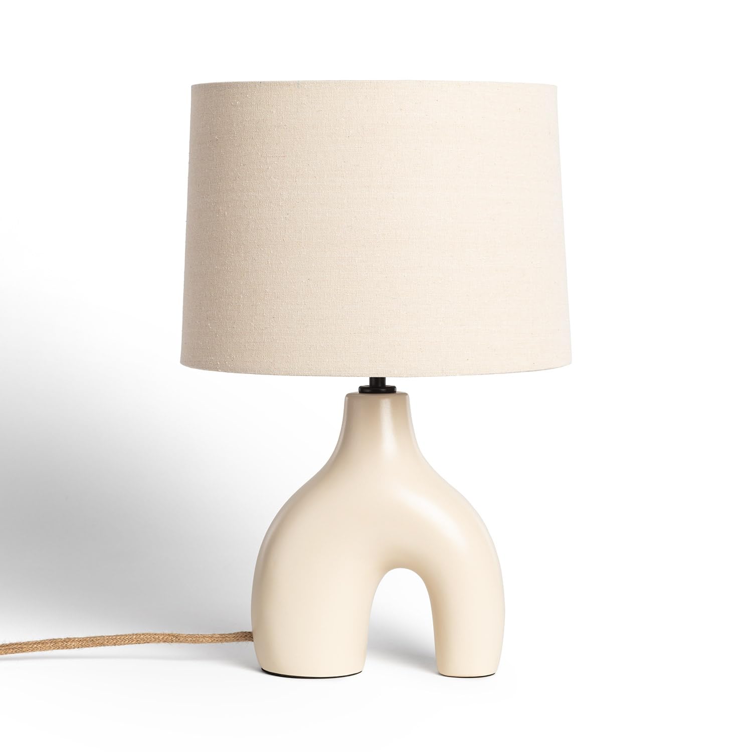 LEDKIA LIGHTING Lámpara de Mesa Cerámica y Lino Ginger Beige