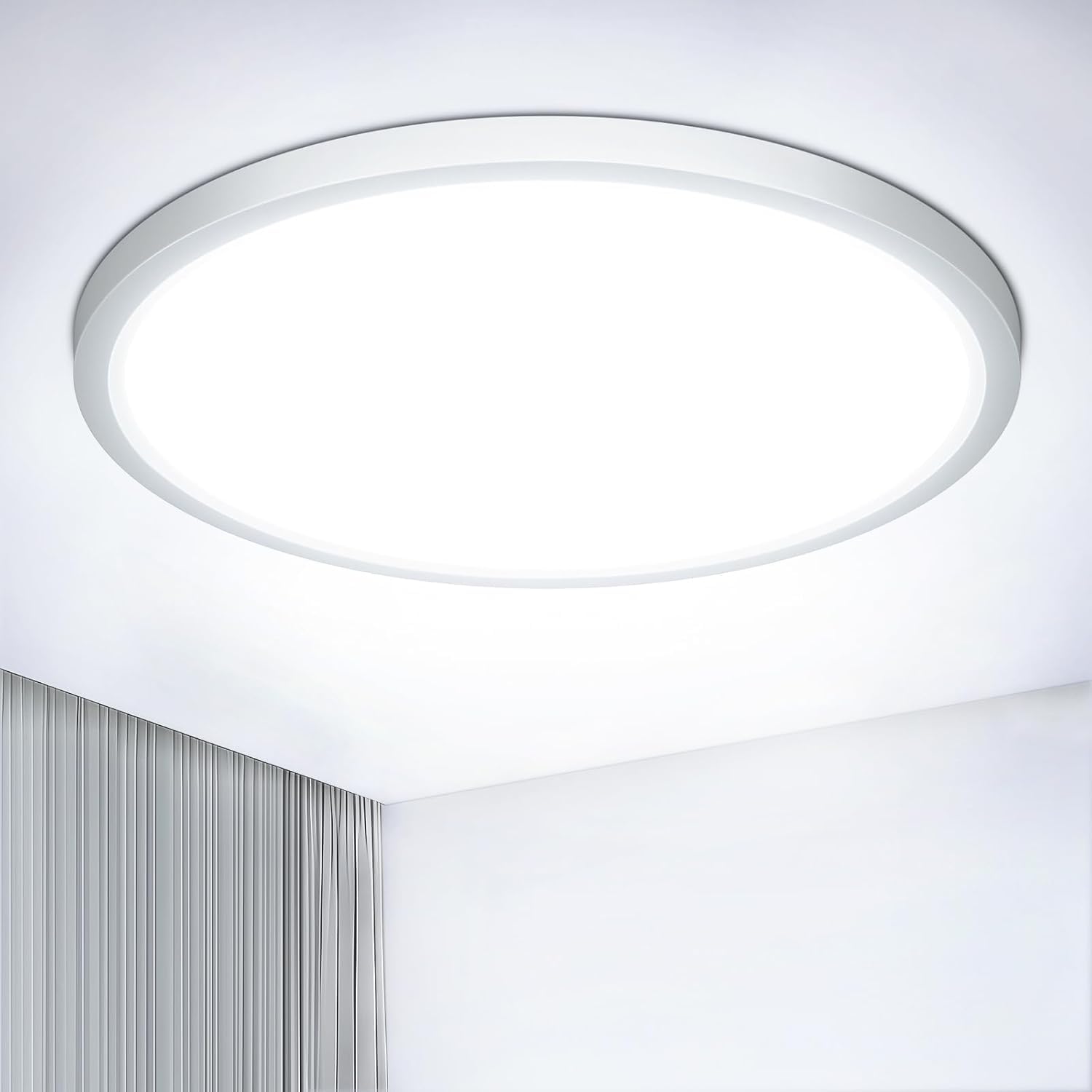 NIBSHOOM Plafon LED Techo Redonda Plana 6500K,18W/1800LM/IP44 Resistente al agua Lámpara de Techo,Modernos Sencillo Plafones para Techo LED para Baño Salon Cocina Dormitorio,220 * 17mm