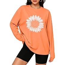 Oversized Long Sleeve Shirts for Women Graphic Crewneck Casual Loose Tees