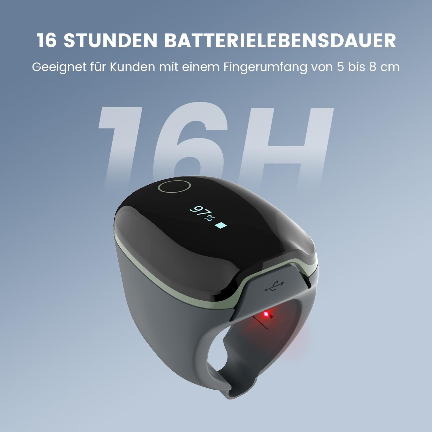 ViATOM O2ring Bluetooth Oximeter, Pulsoximeter Fingertip für kontinuierliche Überwachung nachts, Schlafoximeter zur Messung von SpO2 & Herzfrequenz (Erweiterte Funktionen)