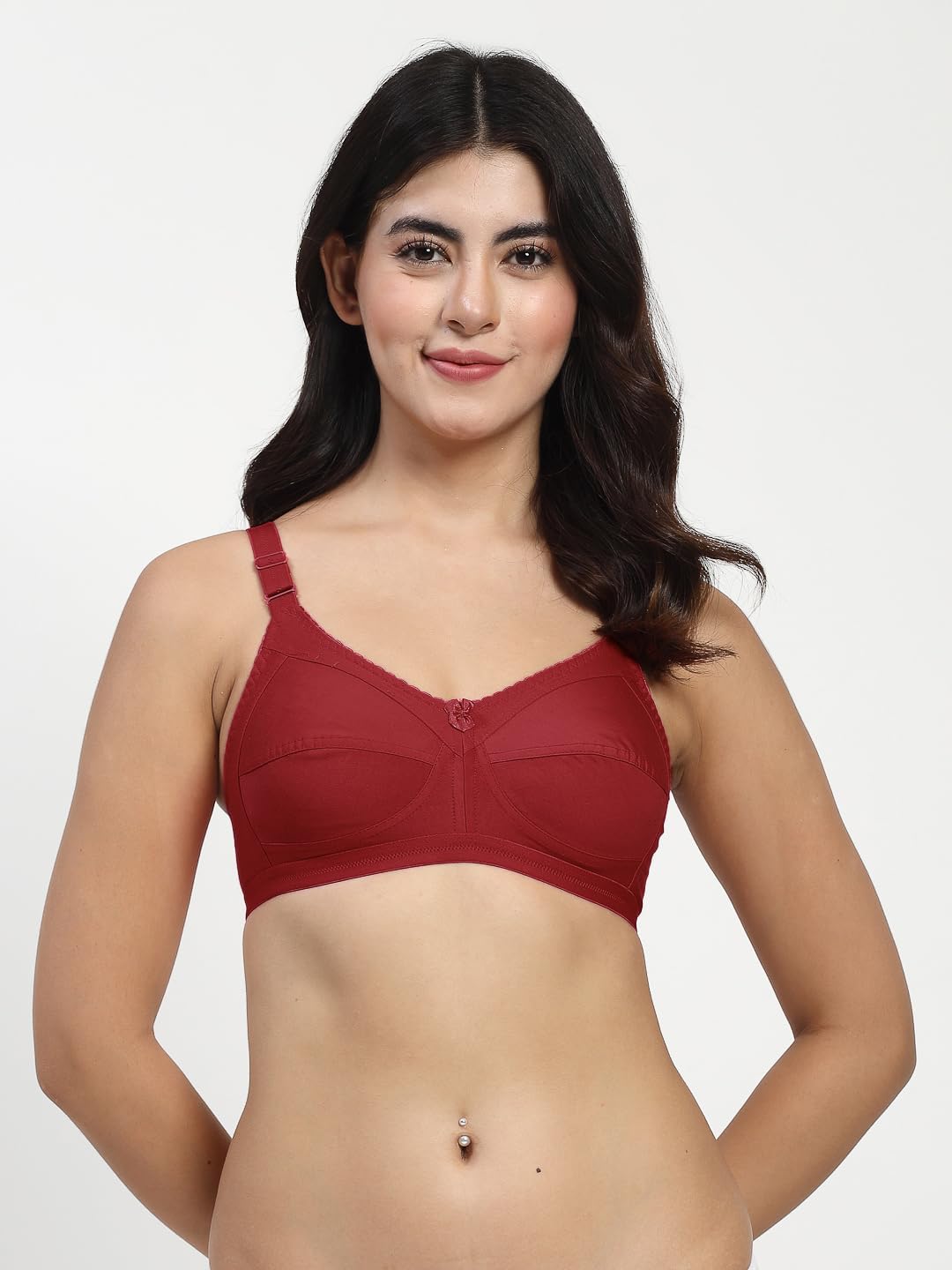 Maroon Seamed Non Padded Minimizer Bra (C703-Maroon)