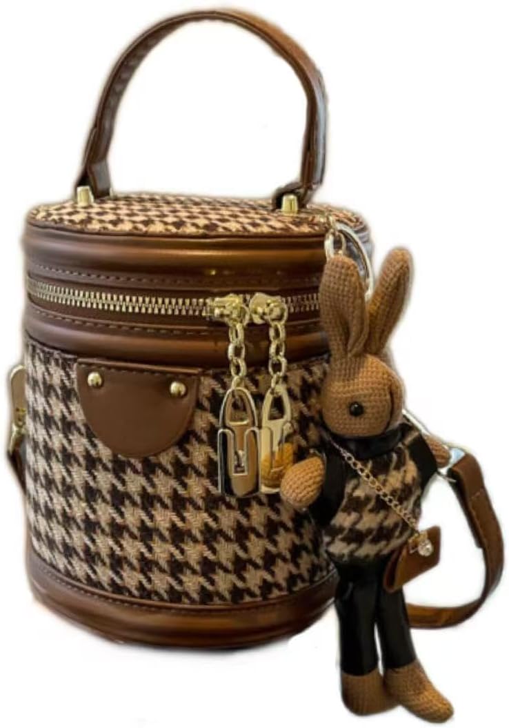 Bucket Bag,Checkered Crossbody Bag,Blue Clutch Purses for Women,Denim Purses for Women