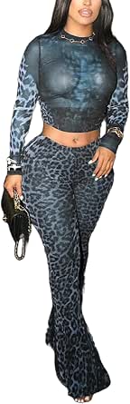 Leopard Print Mesh Bodycon Dress - Long Sleeve Y2K Cheetah Mini Dress For Women