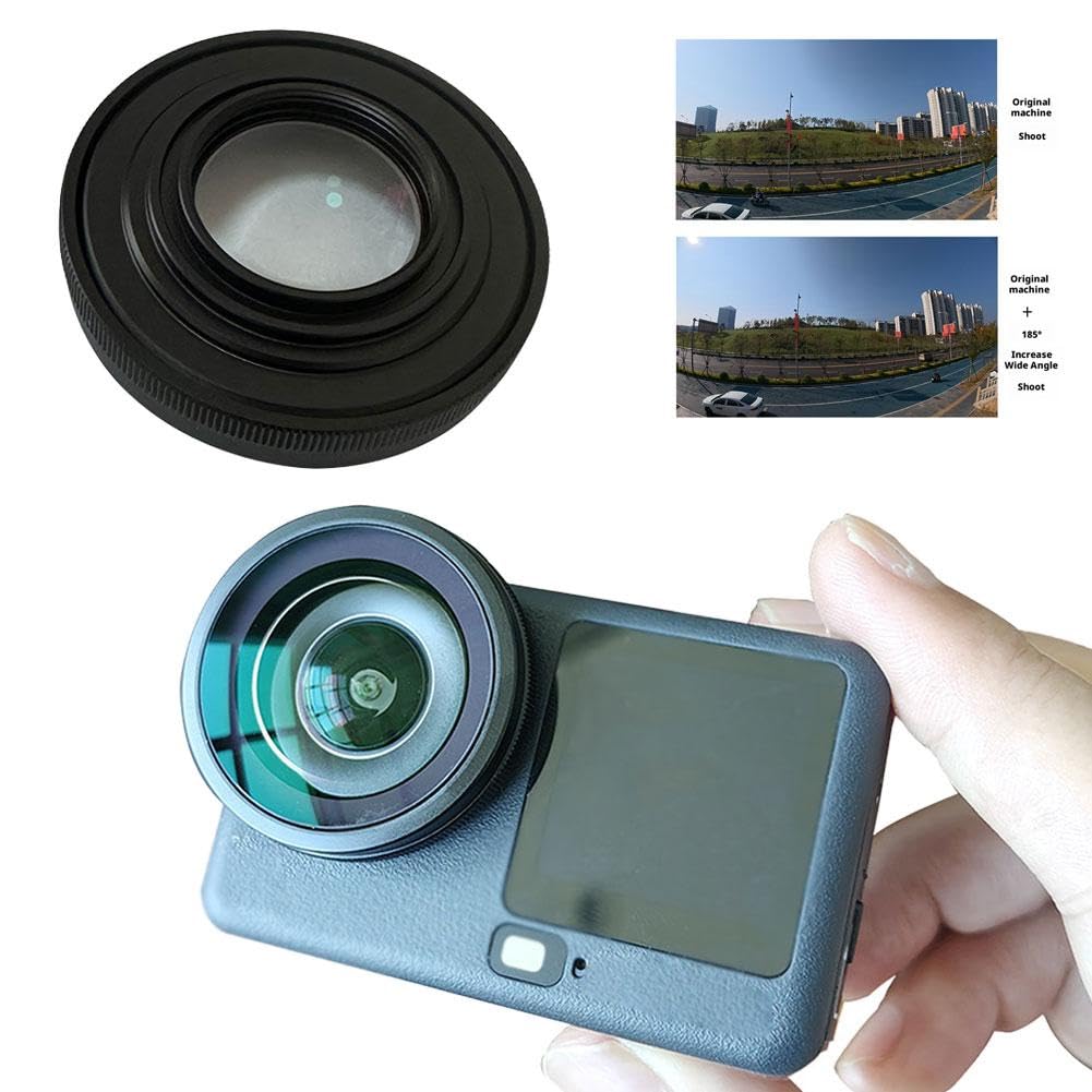 185° FOV Weitwinkelobjektiv für DJI Action 6, 8 mm, 0,8-fache Vergrößerung, Aluminiumlegierung und optisches Glas, Weitwinkelobjektiv für Reisen, Sport, Vlogging, Architektur, kreative Filmaufnahmen