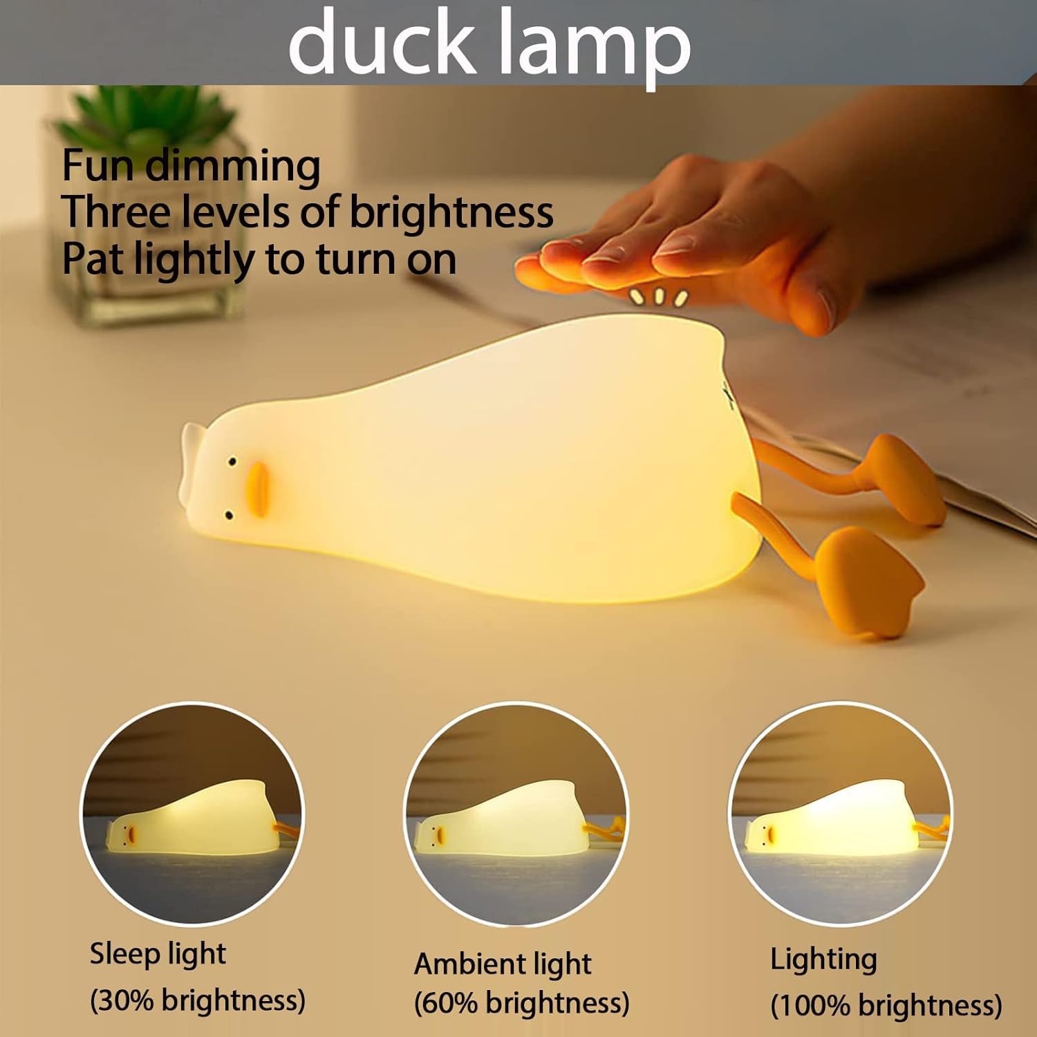 DUWOL Kids Night Light Silicone Duck Night Lamp Rechargeable Cute Lamp with 3 Level Brightness Kids Night Lights for Bedroom Baby Nursery and Study Desk Decorative Diwali Christmas Night Light 2