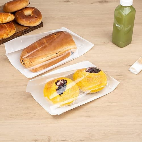 Miniatura 7 de Bag Tek Bolsa de pan mediana de papel blanco - con ventana lateral - 6" x 2 12" x 10" - Caja de 100 unidades - Restaurantware