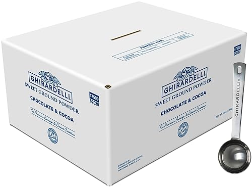 Ghirardelli Chocolate molido dulce y cacao gourmet en polvo, caja de 10 libras con cuchara de barista estampada Ghirardelli