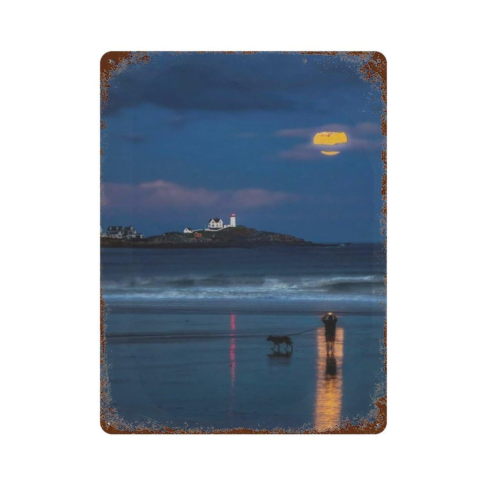 xiaoxiaoshen Cityscape Nubble Lighthouse Wall Decor Art Metal Tin Poster Modern Home Decor Art Home Bar Shop Decorations Vintage Sign 40x30cm