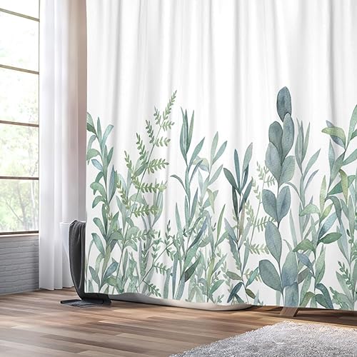 Miniatura 2 de Cortina de ducha de plantas verdes, 72 x 72 pulgadas, hermoso diseño de hojas, decoración de baño, juego de cortina de ducha de tela impermeable con