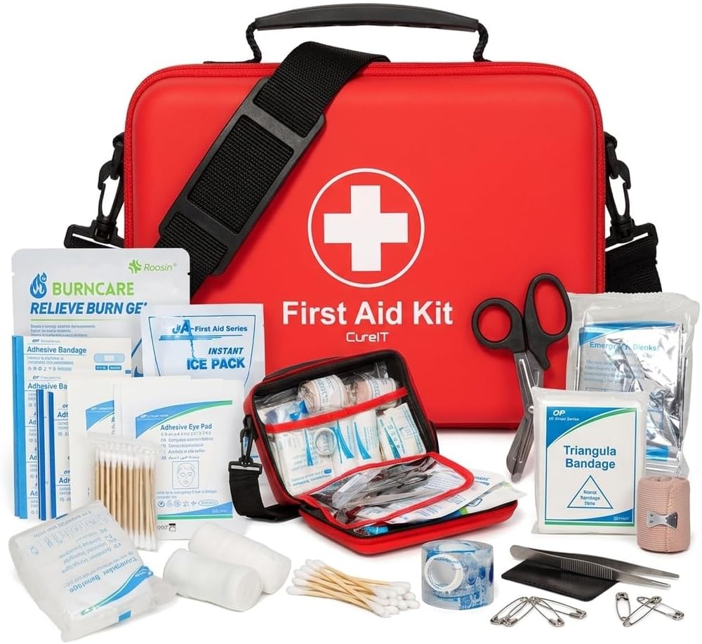 Premium First Aid Kit Travel, Waterproof with Shoulder Straps for Easy Carry - Ideal for Home, Car, and On-the-Go Emergencies