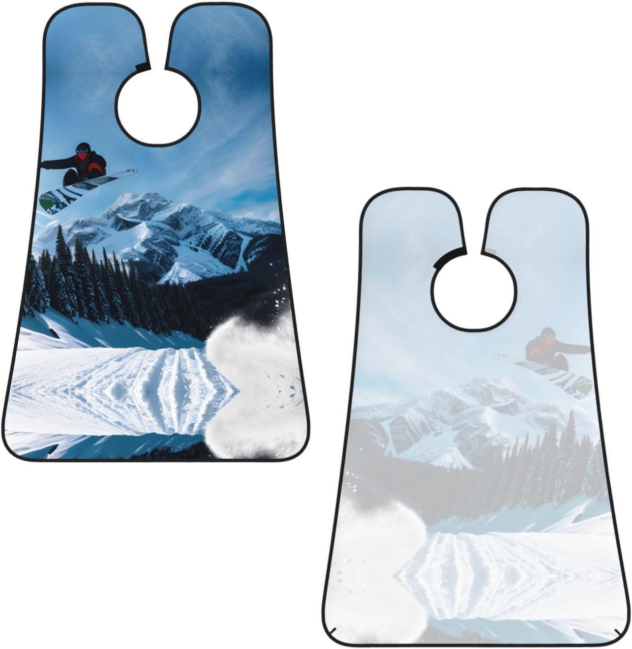Snowboarding Print Beard Bib Apron For Men, Beard Hair Catcher For Men Shaving Trimming,Beard Cape Cloth, Black