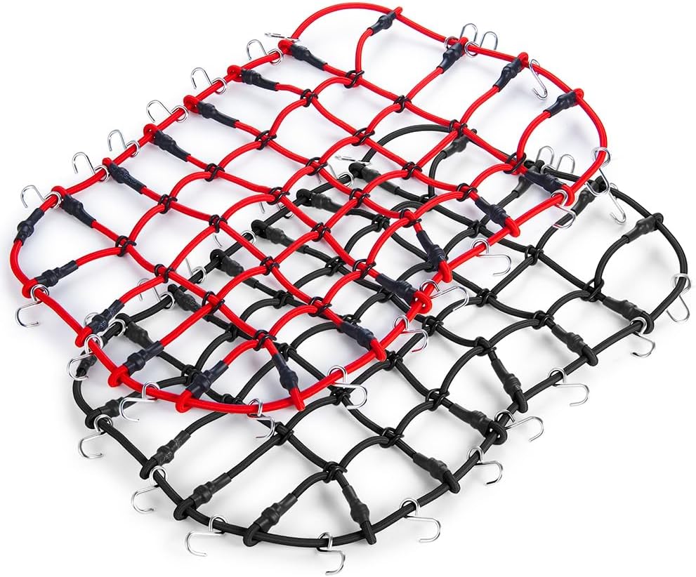 MOHERO RC Elastic Luggage Net with Hook 25x16CM Rubber RC Roof Rack Net for TRX4 Bronco SCX10-90046 1/10th RC Car Upgrade Part,Balck