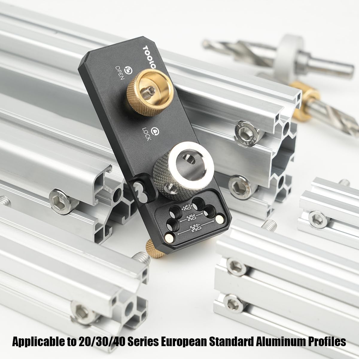 Aluminum Profile Drill Jig and 6mm & 8mm Stainless Steel Drill Bushing for 20 30 40 Series European Standard Aluminum Extrusion