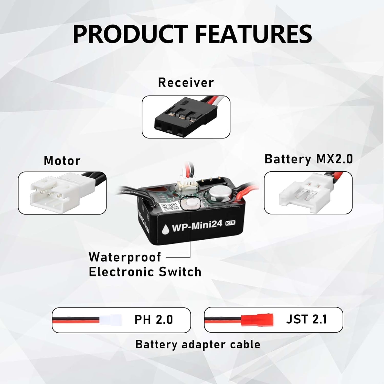 SCX24 Brushless Motor and ESC Combo Hobbywing QUICRUN Outer-1621SL Motor with Shock Mount,Receiver Plate,Battery Tray for Axial SCX24 Upgrades 1/24 RC Crawler,RTR Version