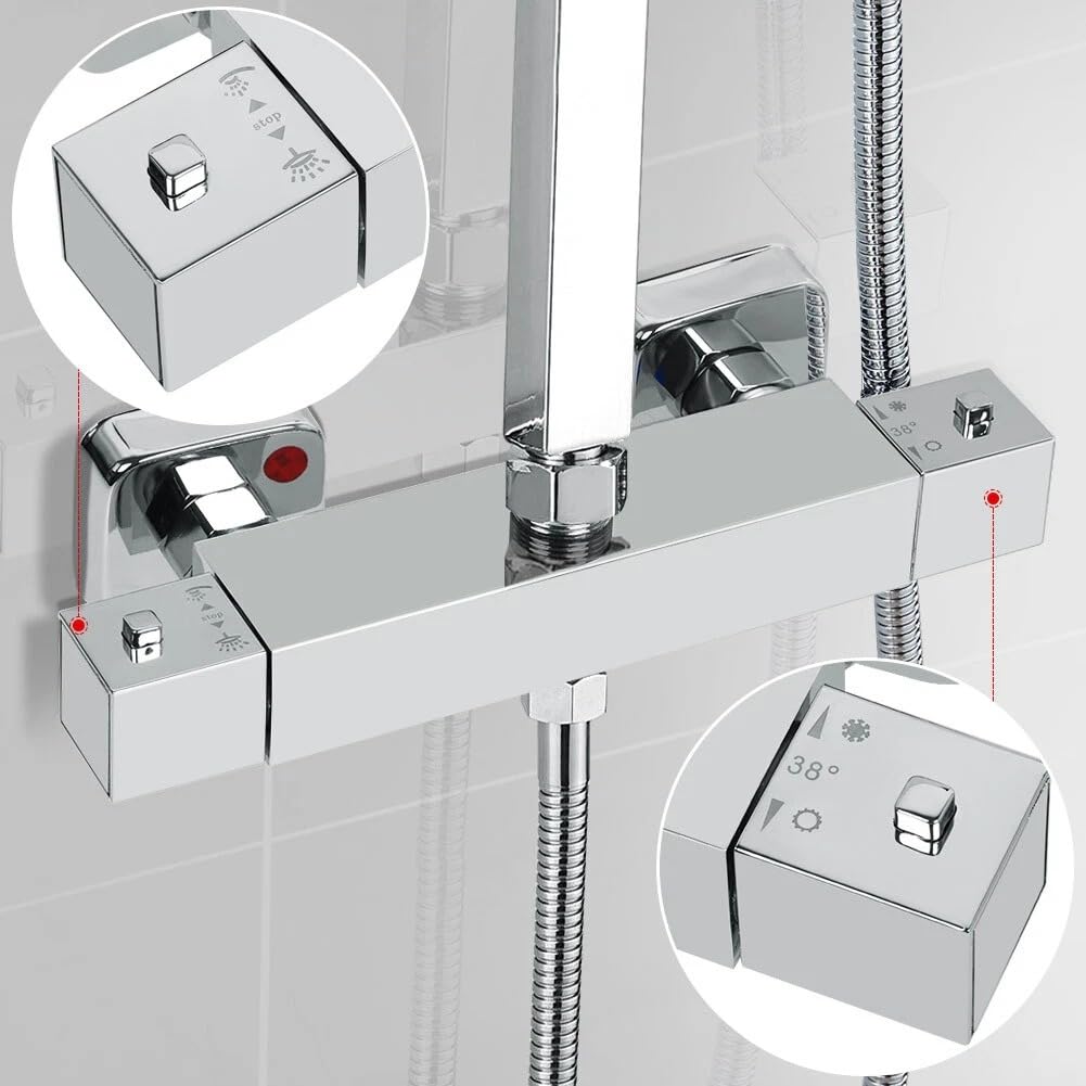 TruSky Pro Thermostatic Shower Mixer Bar, Twin Outlet with 3/4" G Top Outlet and 1/2" G Bottom Outlet, Brass, Chrome Finish - Image 4