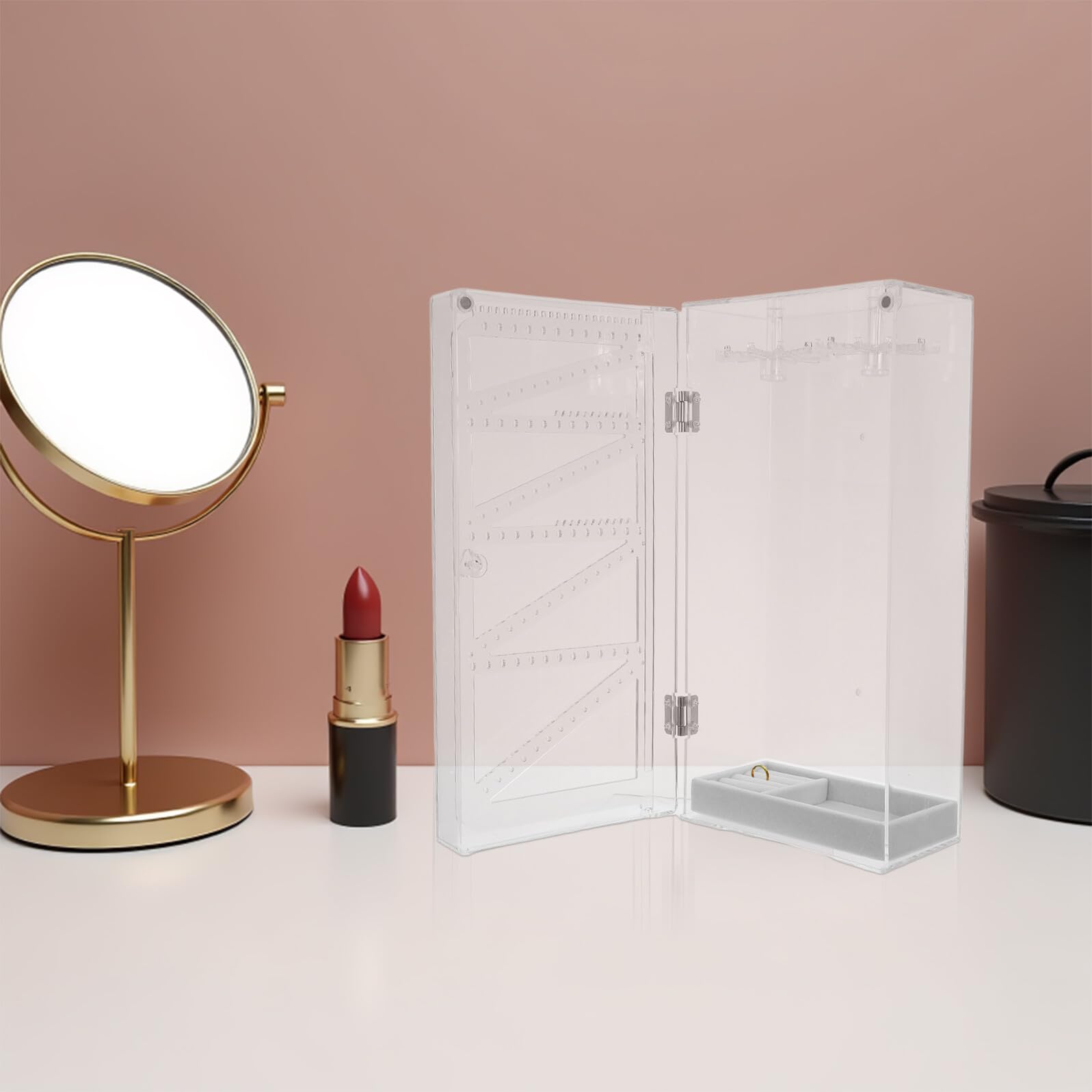 Ipetboom Organizador de Collares Expositor de Collares Largos con Vitrina Giratoria y Soporte Transparente para Joyas, Adecuado para Uso en Mudanzas o Viajes