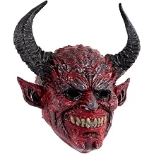 Devil Mask Full Face with Horns Made of Robust Foam Comfortable Elastic Band Halloween Cosplay and Masquerade Ball Accessories