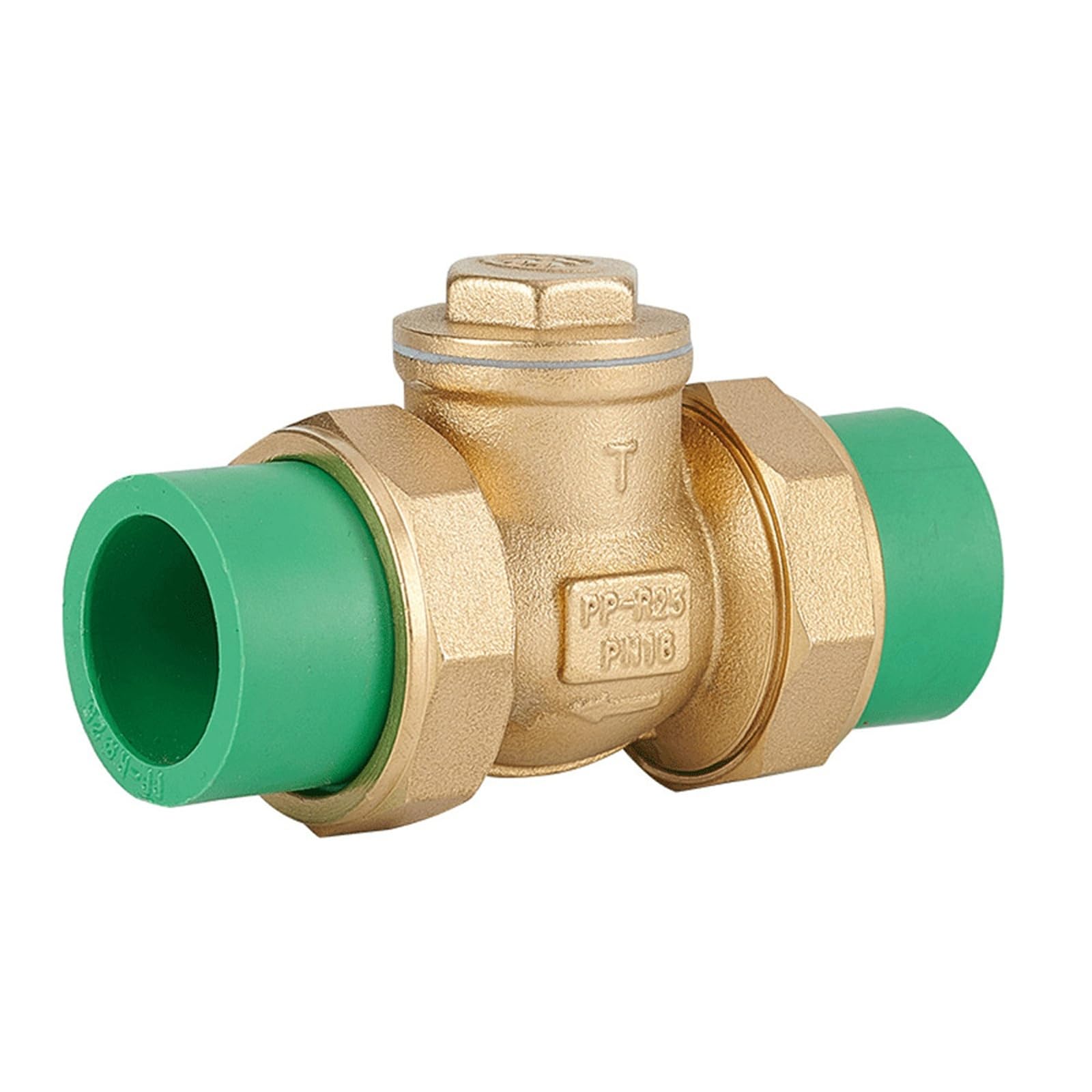 PPR Pipe PE Water Check Valve Union Fitting Meter Tap Tube Brass DN20 DN25 DN50 Connection(20mm PPR Green)