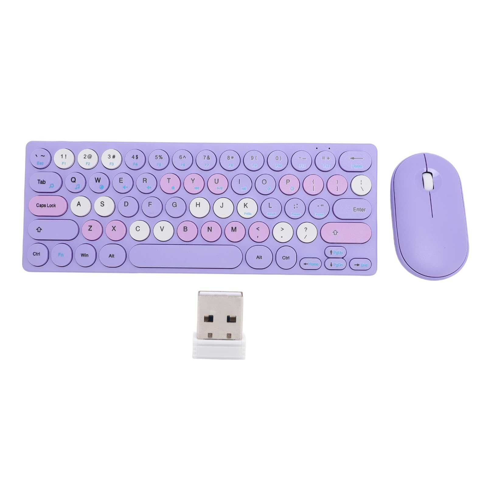 XUMIUZIY Bezprzewodowa Kombinacja Klawiatury i Myszy, Automatyczne Uśpienie Retro 64 Klawiszy, Klawiatura 1200 Dpi Mysz z Odbiornikiem, Połączenie Bezprzewodowe 2,4 GHz, Kompatybilna z (fioletowy)