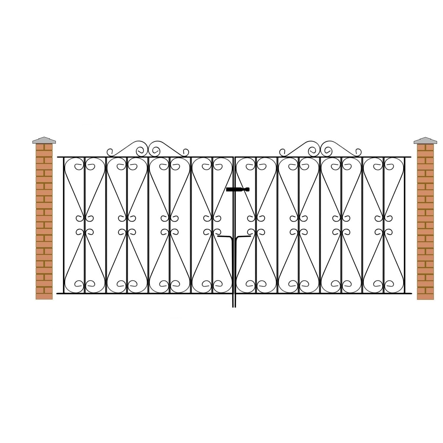 Regent Scroll Metal Garden Driveway Gates Galvanised Wrought Iron Style Swing Gate (2134mm (7ft) Gap X 914mm High RDZP10)