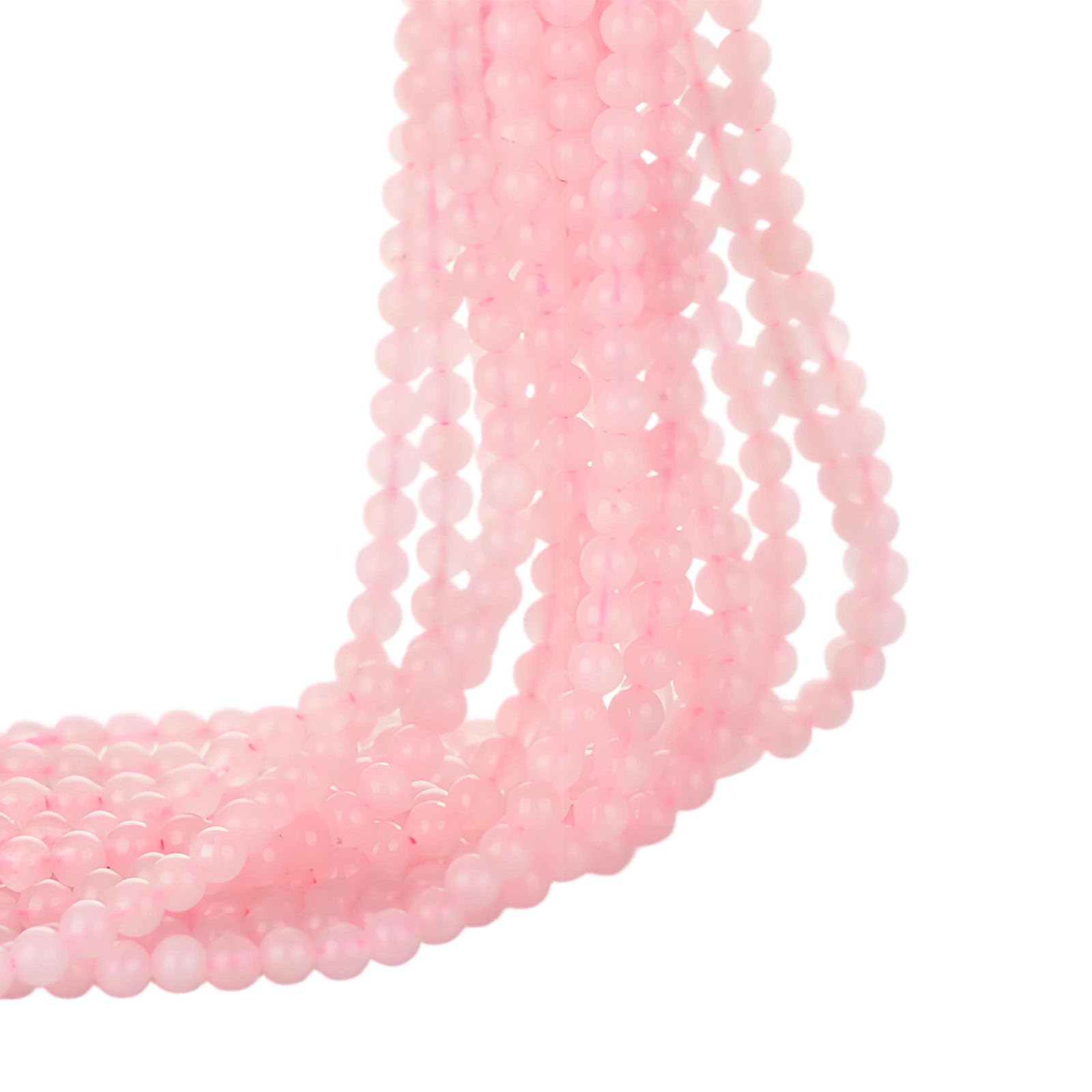 4mm Round Natural Stone Beads for Bracelets, Crystal Semi Precious Gemstones for Jewelry Crafting Earring Necklace Keychain Making (Rose Quartz)