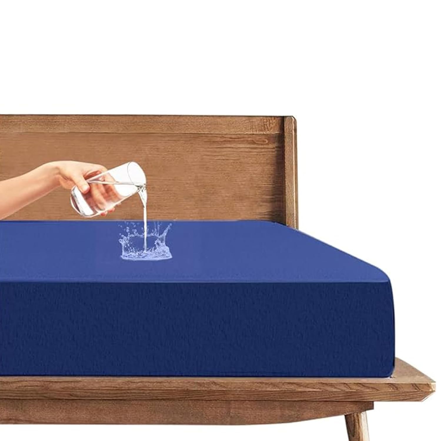 Trance Waterproof Terry Fabric Ultra Soft Mattress Protector | Breathable | Hypoallergenic Bed Cover | Mattresses Cover (72x66 inch | 6x5.5 feet, Classic Blue)