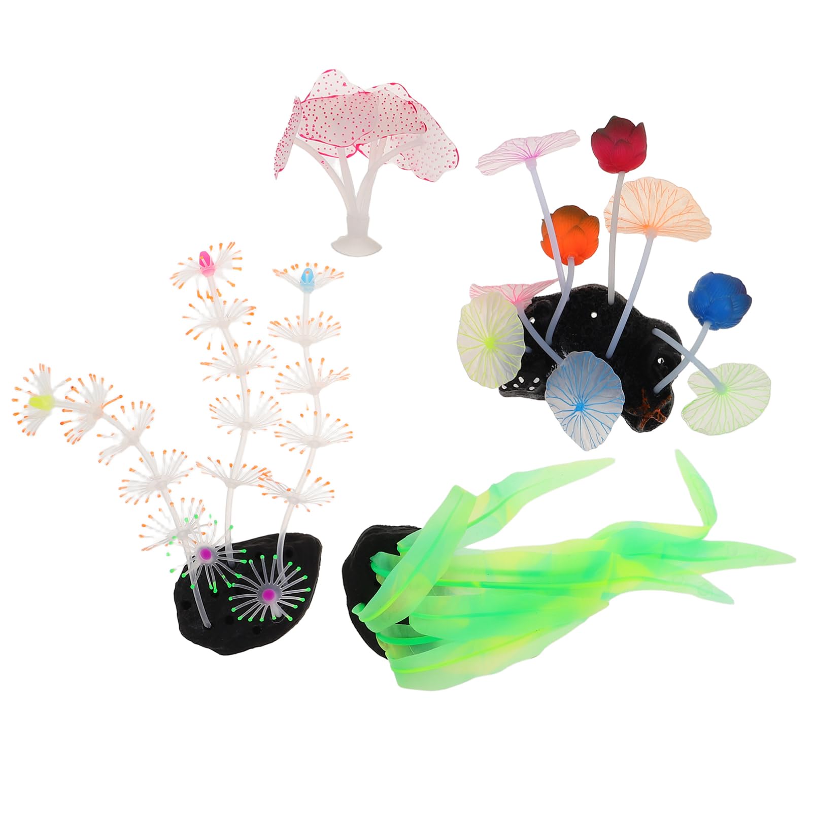 YARNOW 2 Juegos Decoración De Pecera Artificial Decoración del Acuario De Pescado Plantas De Agua Verde Artificial Decoraciones De Pecera De Plástico Coral Falso El Plastico 4 Uds * 2