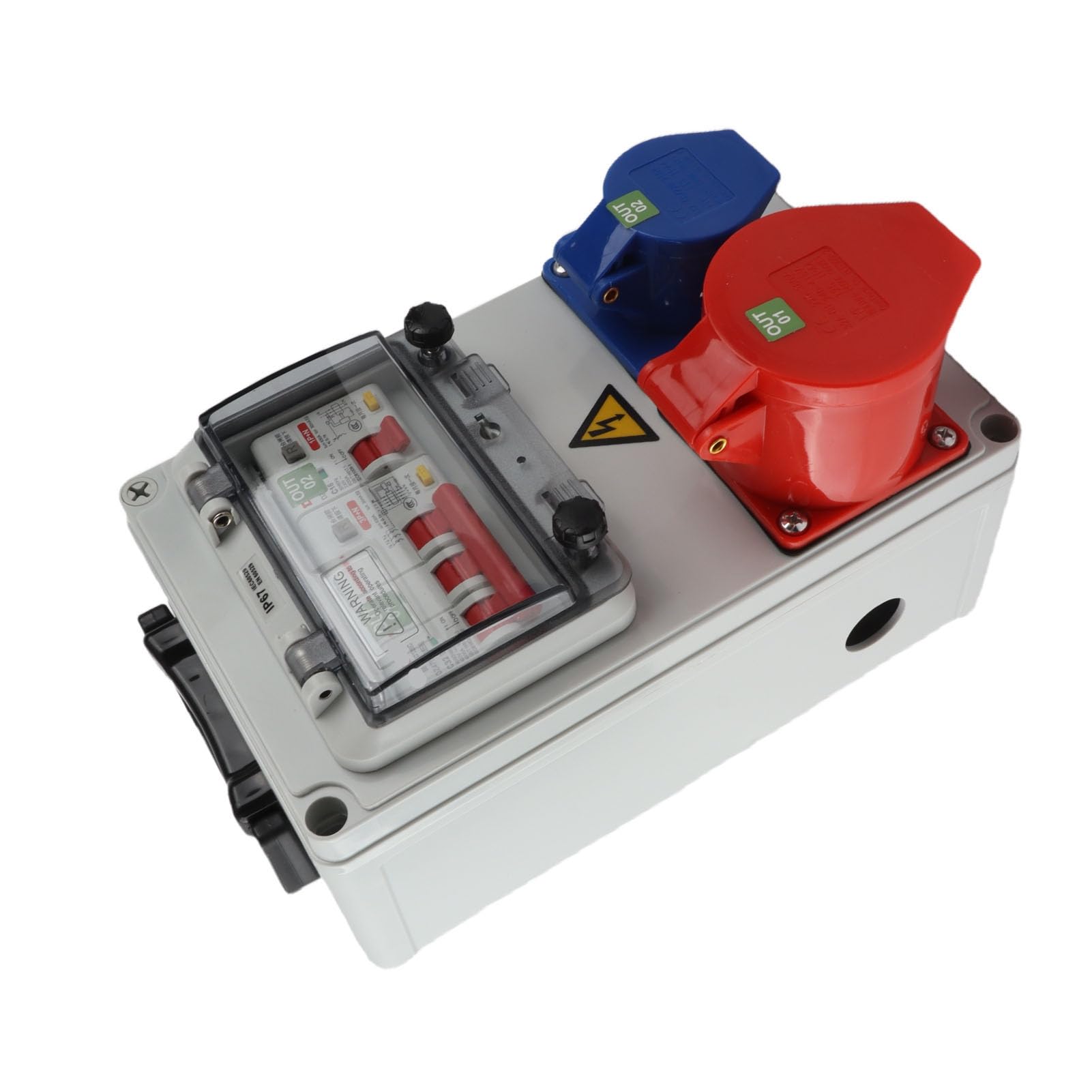 Bewinner Caja de Distribución de Enchufes Industriales de Mano, Material ABS de Mm, Caja de Toma de Disyuntores Eléctricos a Prueba de Agua IP67 con Asa para Sitios de Construcción