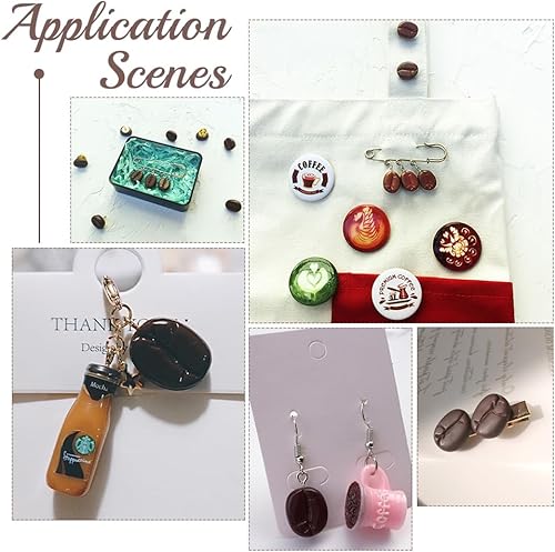 Miniatura 6 de NBEADS 120 piezas de granos de café de resina opacos, granos de café artificiales de imitación de alimentos, mini decoración de grano de café,