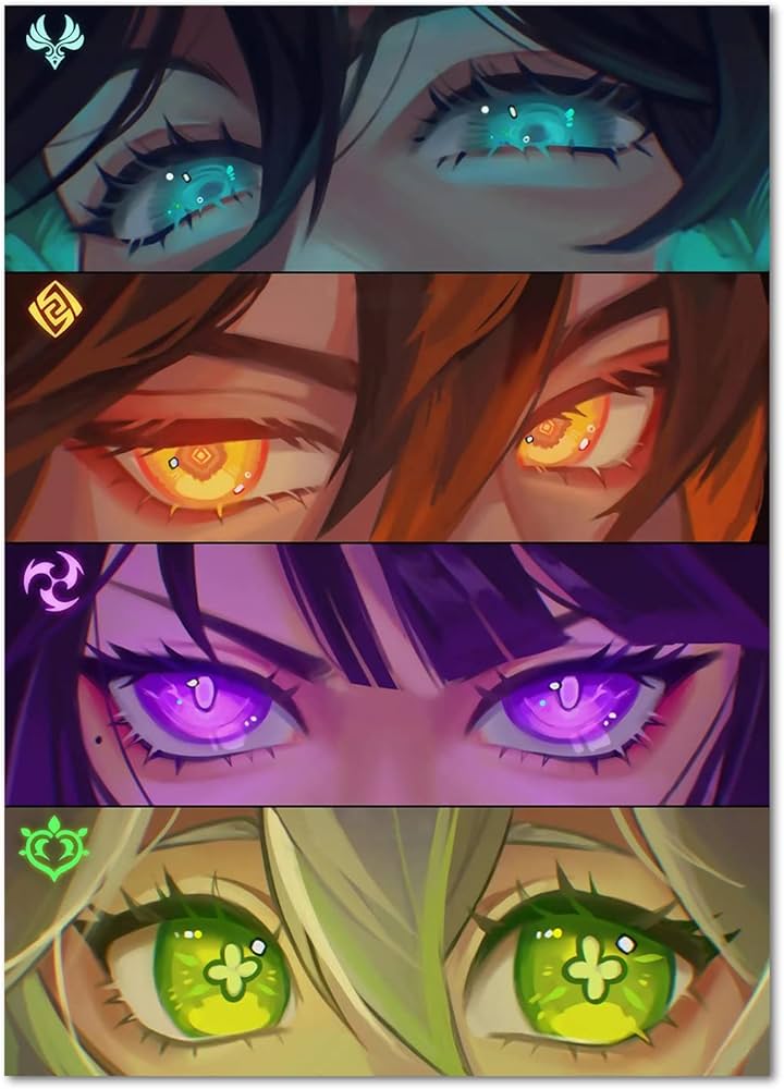 Anime Genshin Impact Venti Zhongli Raiden Shogun Nahida Eyes