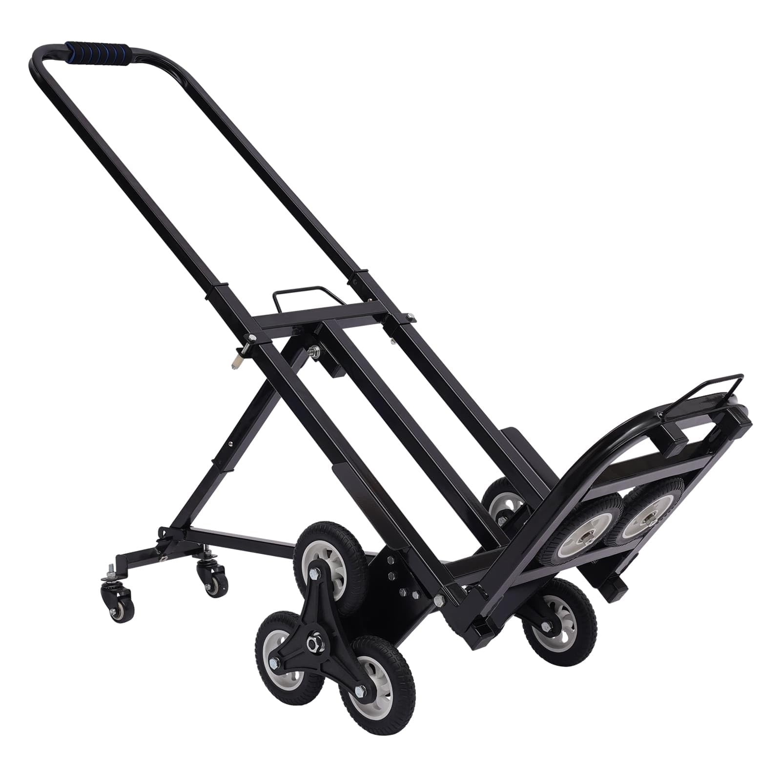 Wózek schodowy, składany wózek transportowy, wózek transportowy ze stali, podłokietnik z regulacją wysokości, 150 kg, wózek schodowy z 10 kółkami, czarny