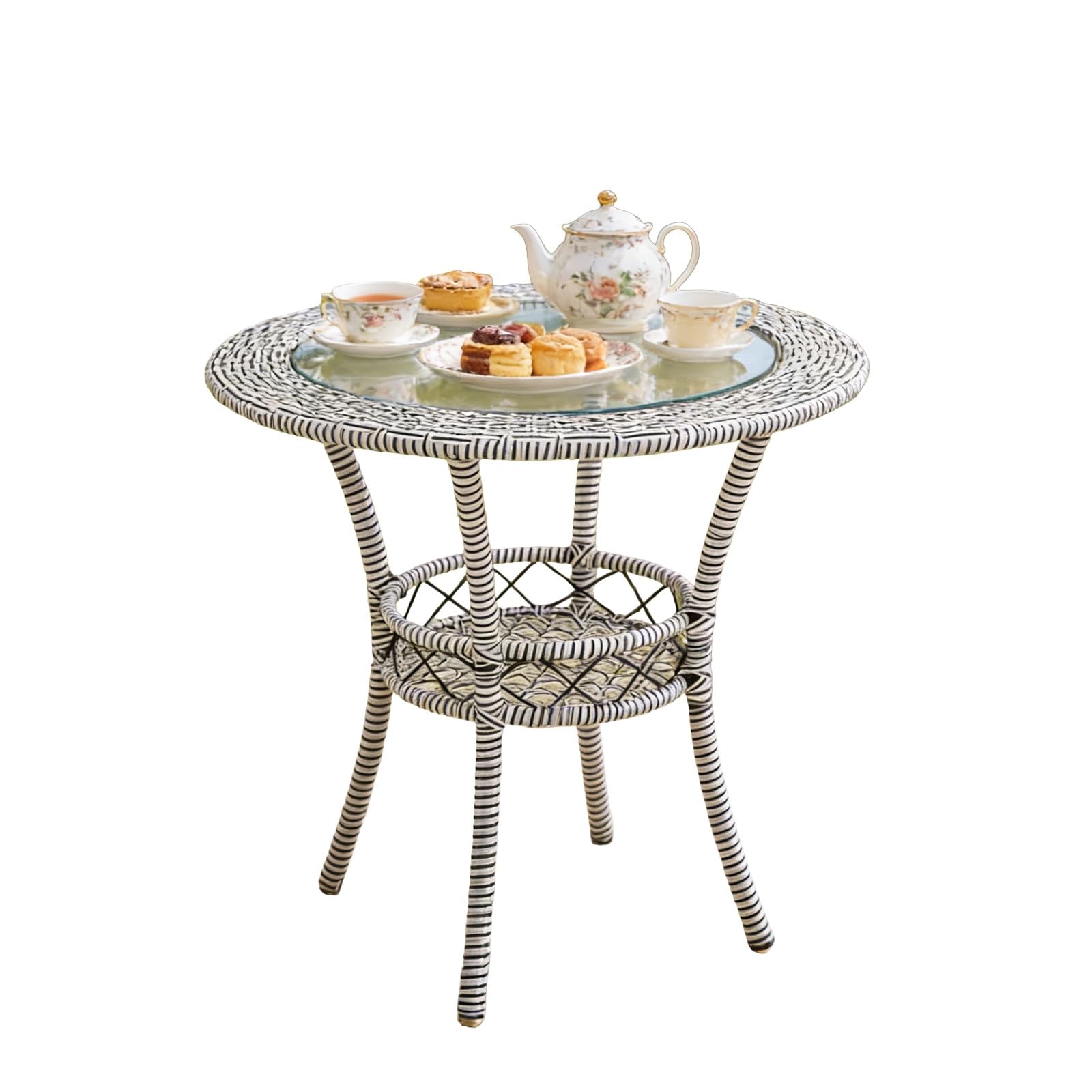 Table d'appoint en rotin pour jardin et décoration chaleureuse de cour
