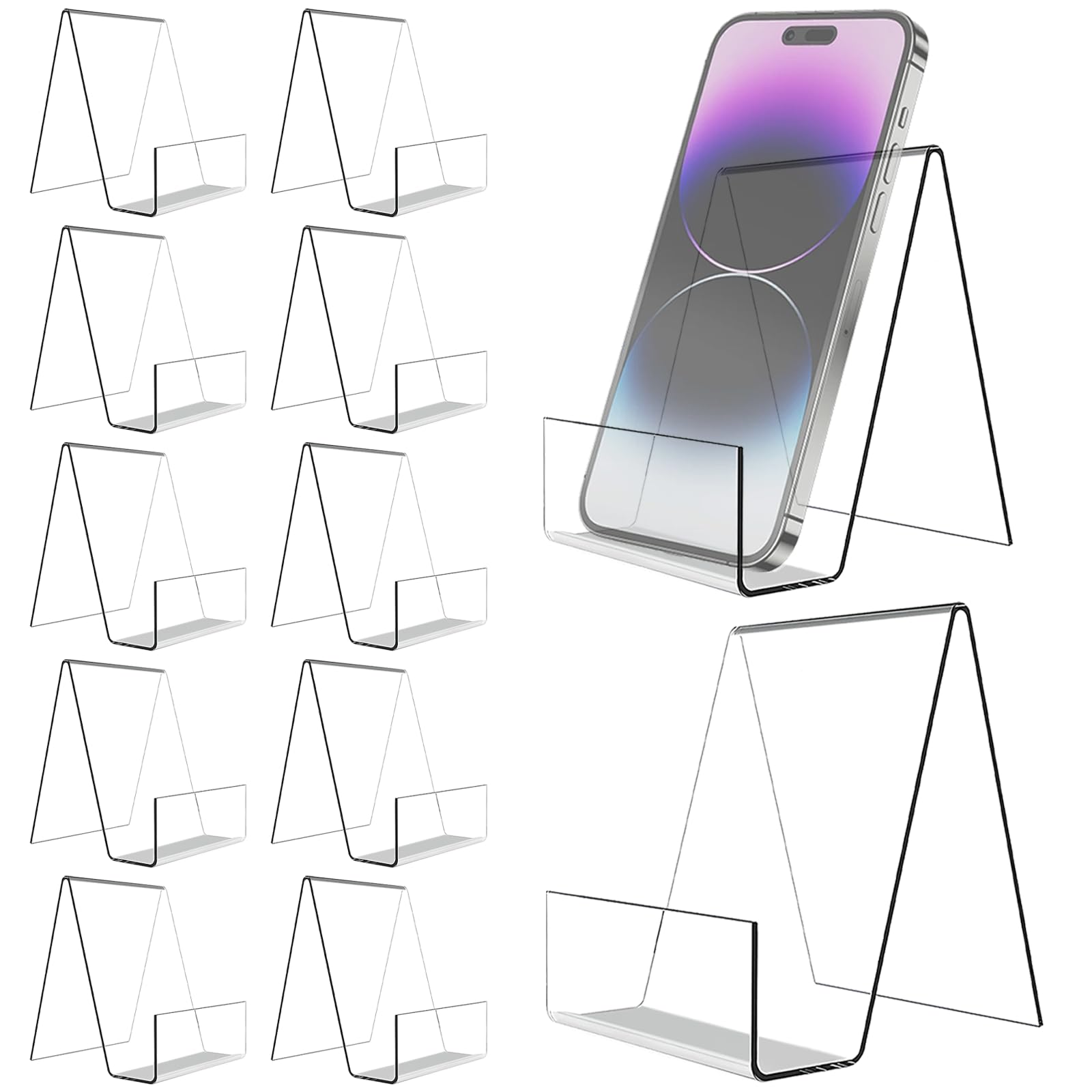 12 Pack Acrylic Book Stand, (7.5 x 9 x 10.5 cm) Clear Book Holder