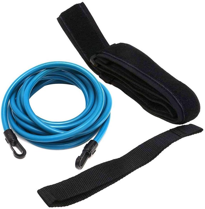 Brownrolly Reliable Swim Bungee Training Belt, Swimming Stationary Resistance Safe Leash Exerciser with Drag Parachute Elastic Tether for Kids Adults Amateurs