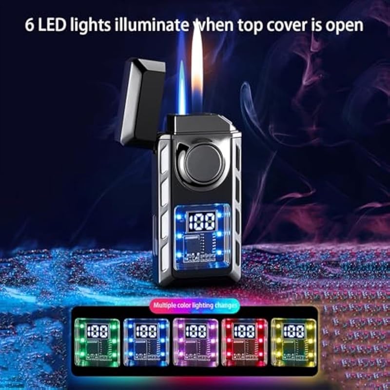 Encendedor de butano con doble llama y carga USB tipo C miniatura 3