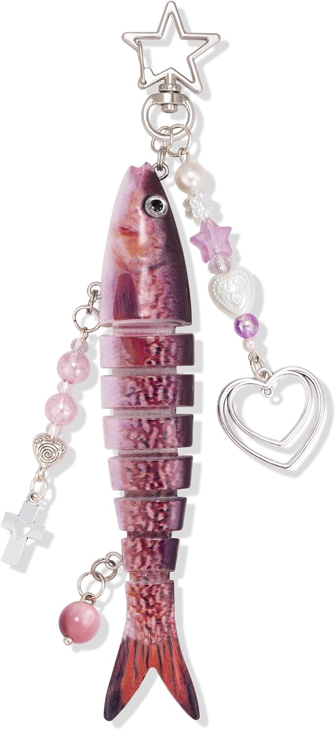 XGALBLA Cute Lifelike Fish Keychain, Aesthetic Y2K Charms Keychain Accessories for Bag Charms Purse Gift, Fishing Gifts
