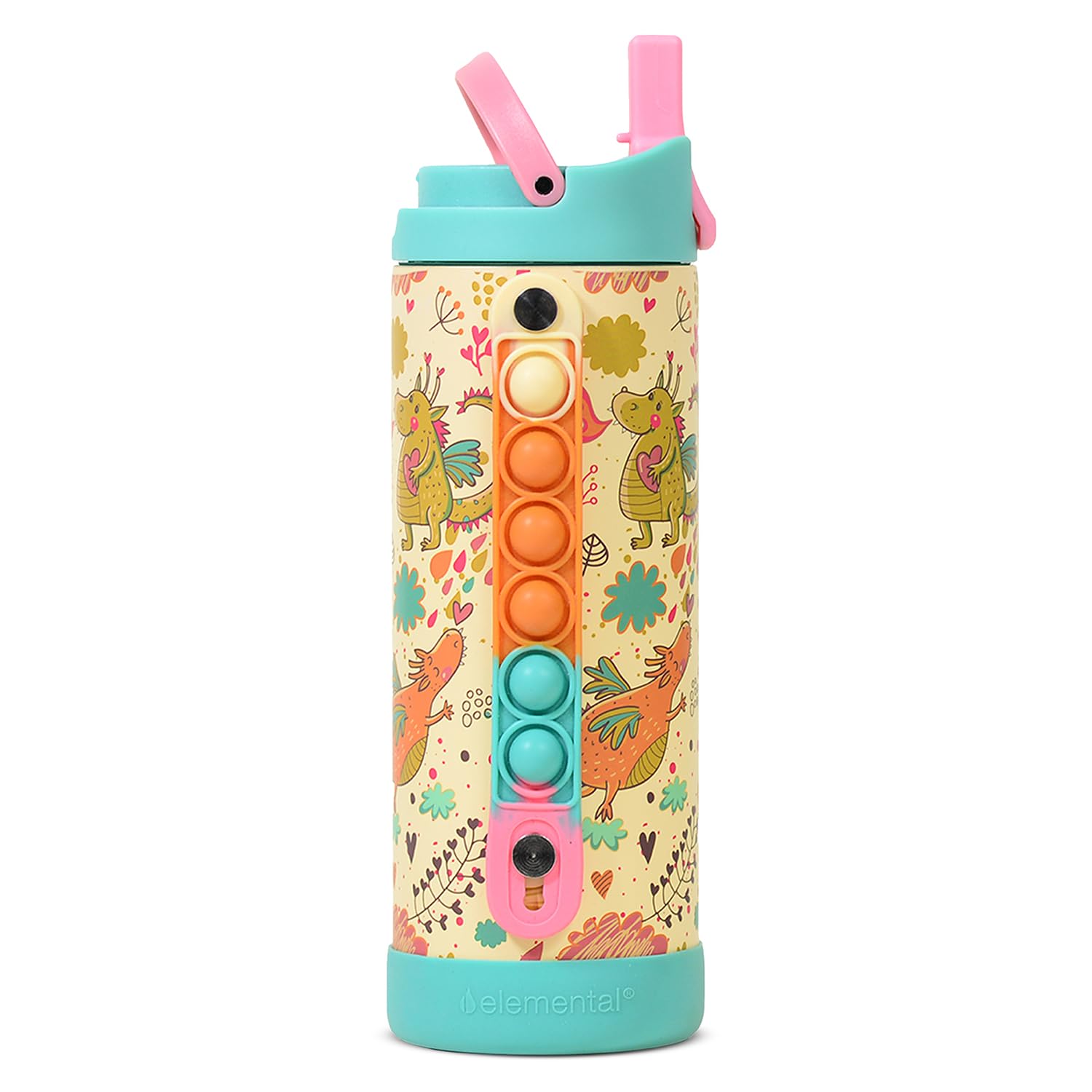 Elemental Iconic 14oz Kids Insulated Water Bottle w/Straw &amp; Pop-It Handle