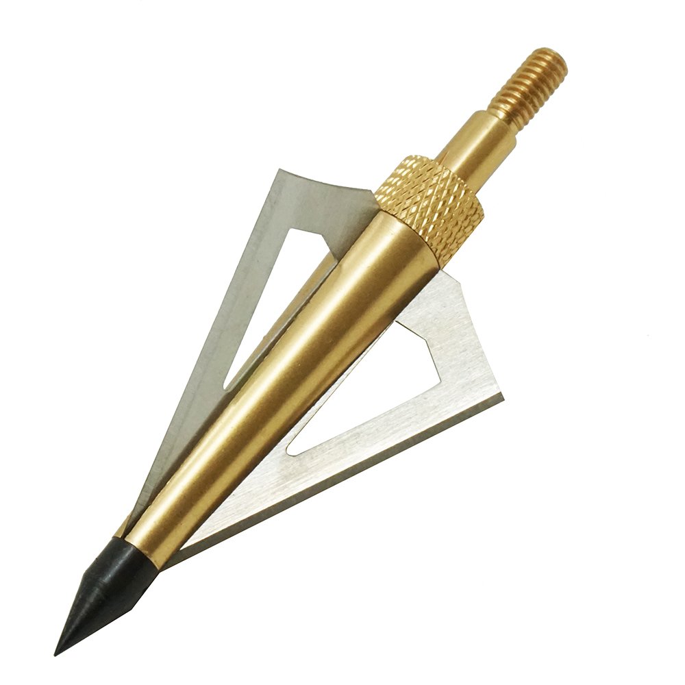 Broad and Heads,3 Archery Tip - 125 g - Gold - 6pc Pack 3