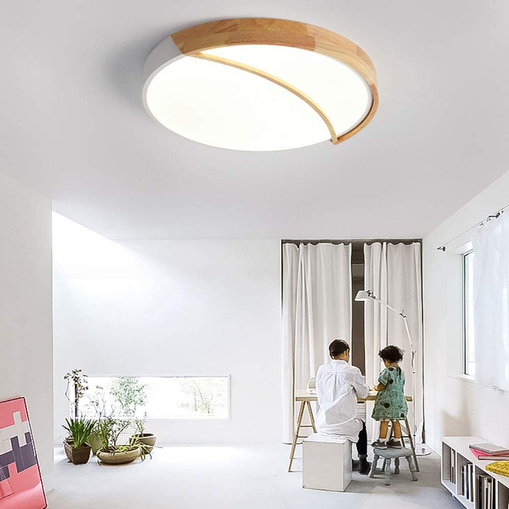 Plafonnier Led De Chambre En Rondins,Plafonnier Rond En Bois De La Chambre,Éclairage Créatif Du Salon,Creative Wood Art Light,Lumière De La Chambre Chaleureuse Et Romantique,Plafon-Lumière tricolore b