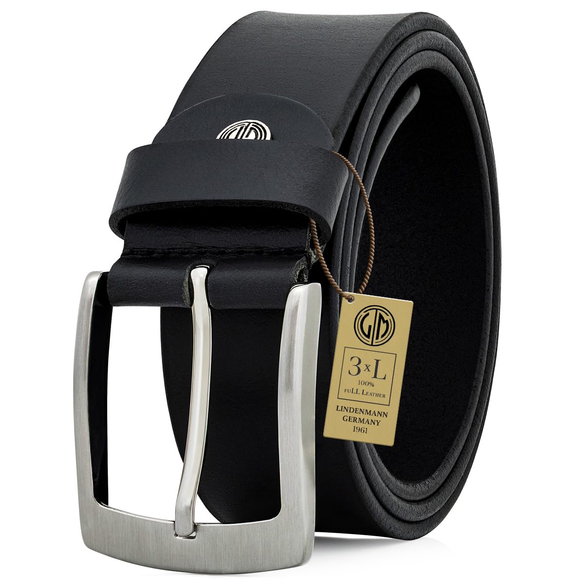 Cintura Uomo Lindenmann In Vera Pelle Bufalo, Larga 40 Mm, Nera &ndash; Made In Germany