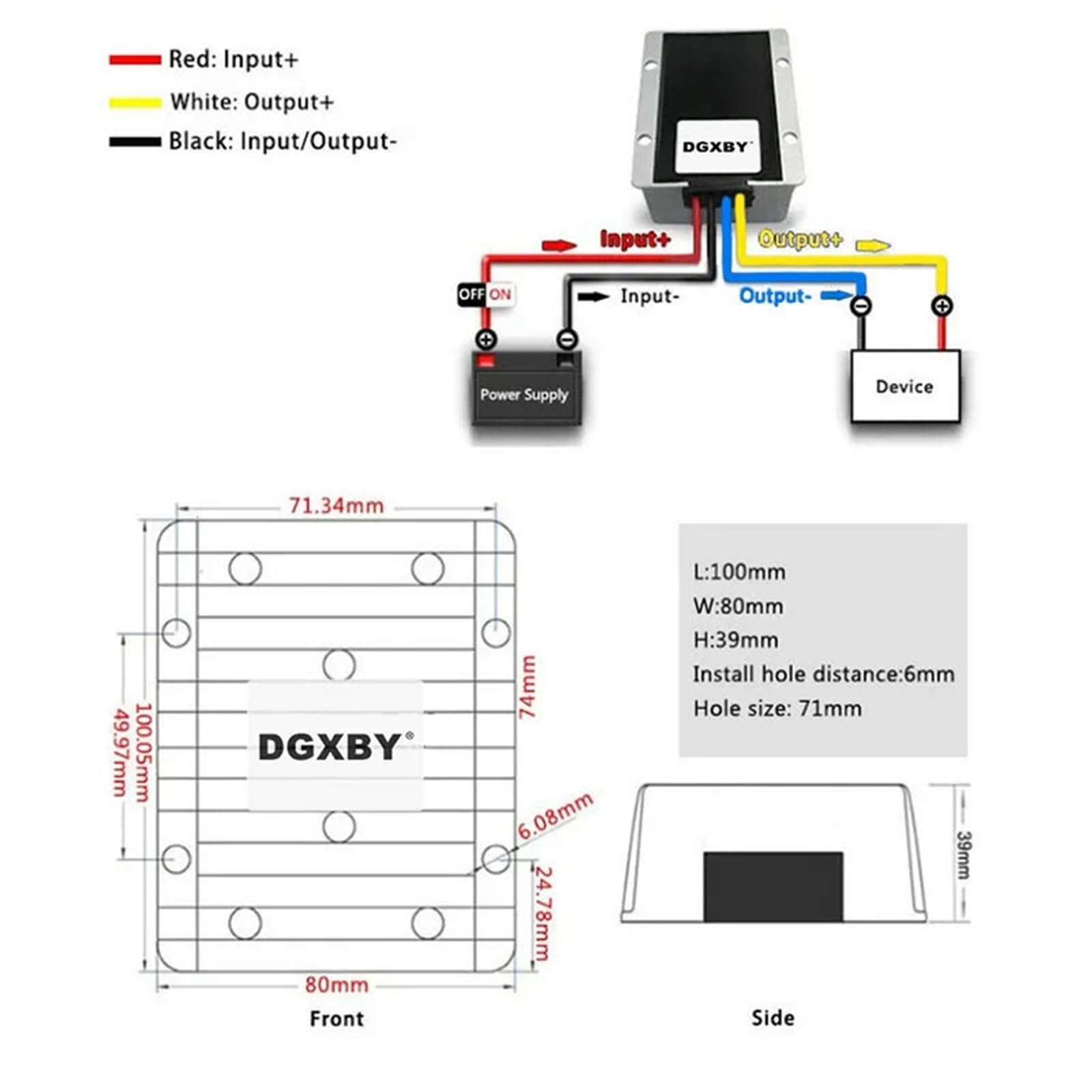 Fuente de alimentación aislada 60V72V80V a 12V 5A 6A 8A 10A 15A 20A Reductor 50V ~ 100V a 12V módulo de alimentación del vehículo convertidor DC(60V72V80V TO 12V 5A)