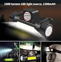 PEXAMO Metal Headlamp USB Rechargeable, Waterproof Headlight Flashlight with Wide Beam | Led Head Lamp for Outdoor | Induction Adjustable Work Head Lamp for Camping, Fishing, Running- 1PCS gallery image