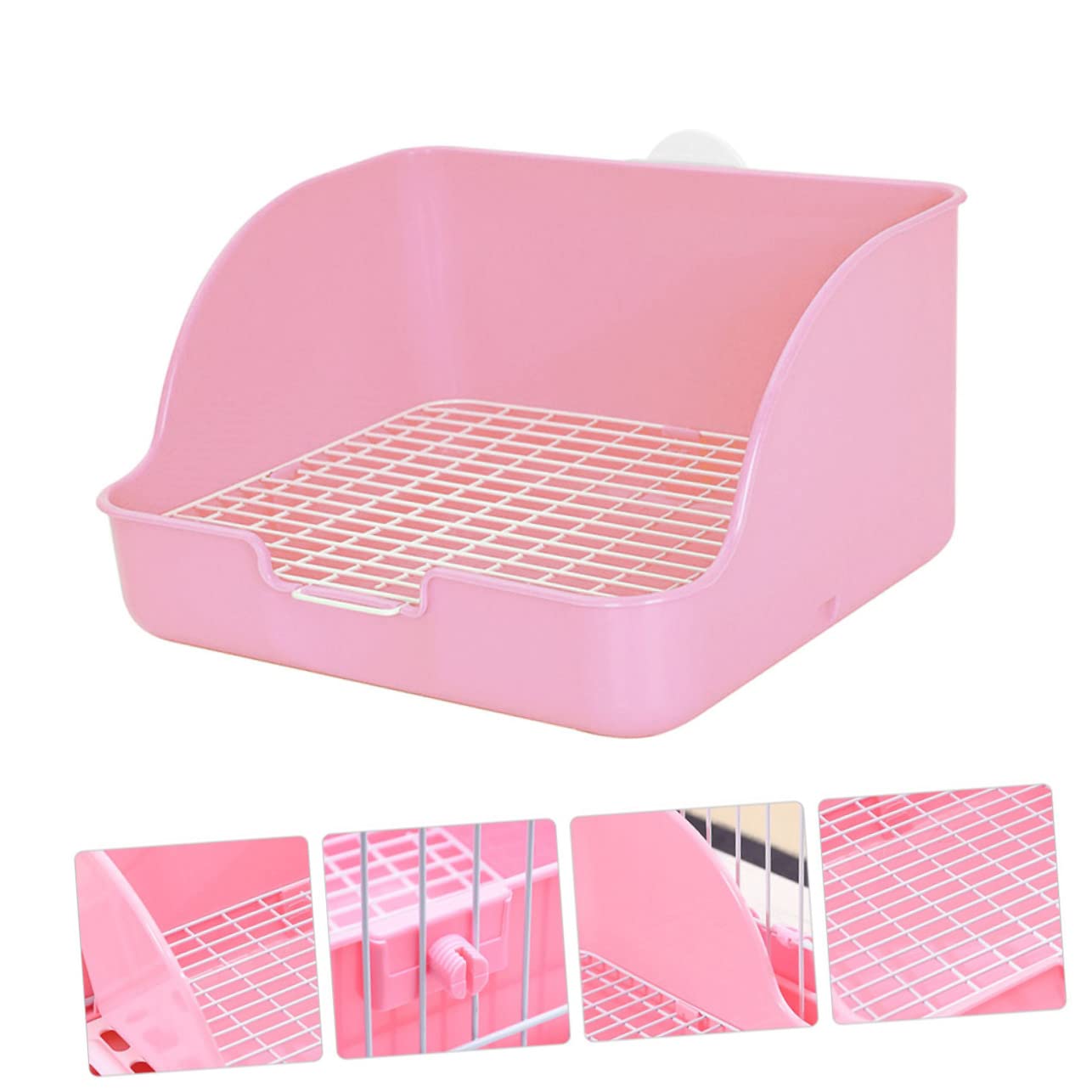 POPETPOP Vasino per Coniglietto Rettangolare in Plastica, Antiodore e Anti-Perdita, Base Filtrante, per Addestramento di Conigli, Porcellini D'india e Visoni