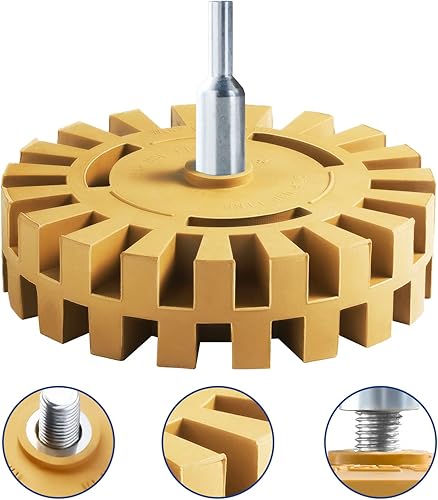 Miniatura 7 de CowboyBOB Paquete de 2 unidades de goma para quitar calcomanías, rueda de goma para taladro, elimina rayas de automóvil, cintas de vinilo y