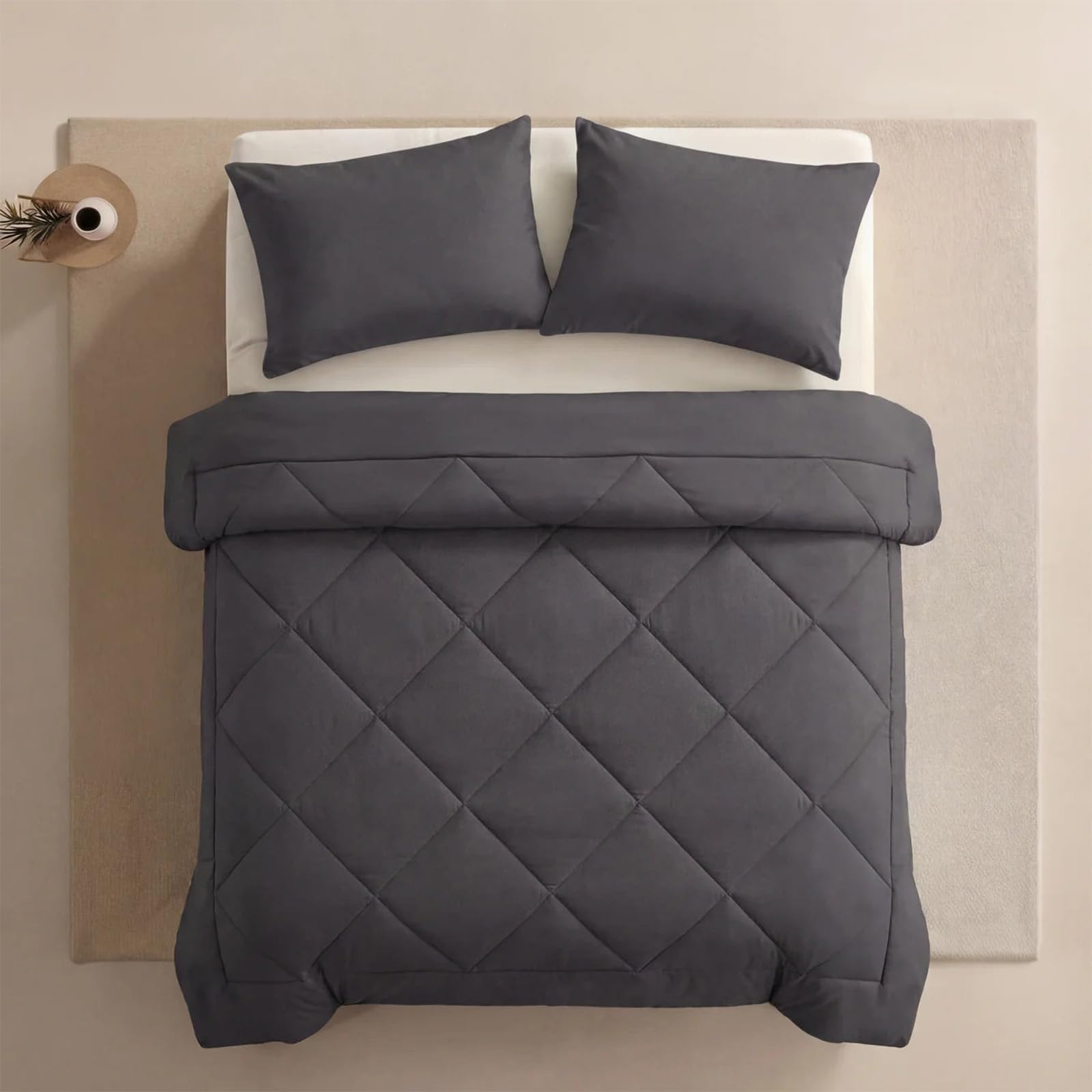 Pleene Duvet and Cover in One with 2 Pillowcases (Moonstone Grey, Double)