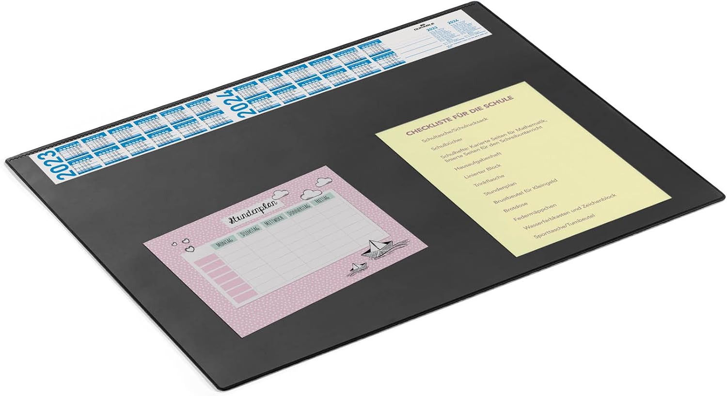 Durable Desk Pad with Calendar, 20-1/2 x 25-1/2 Inches, Black (720401)