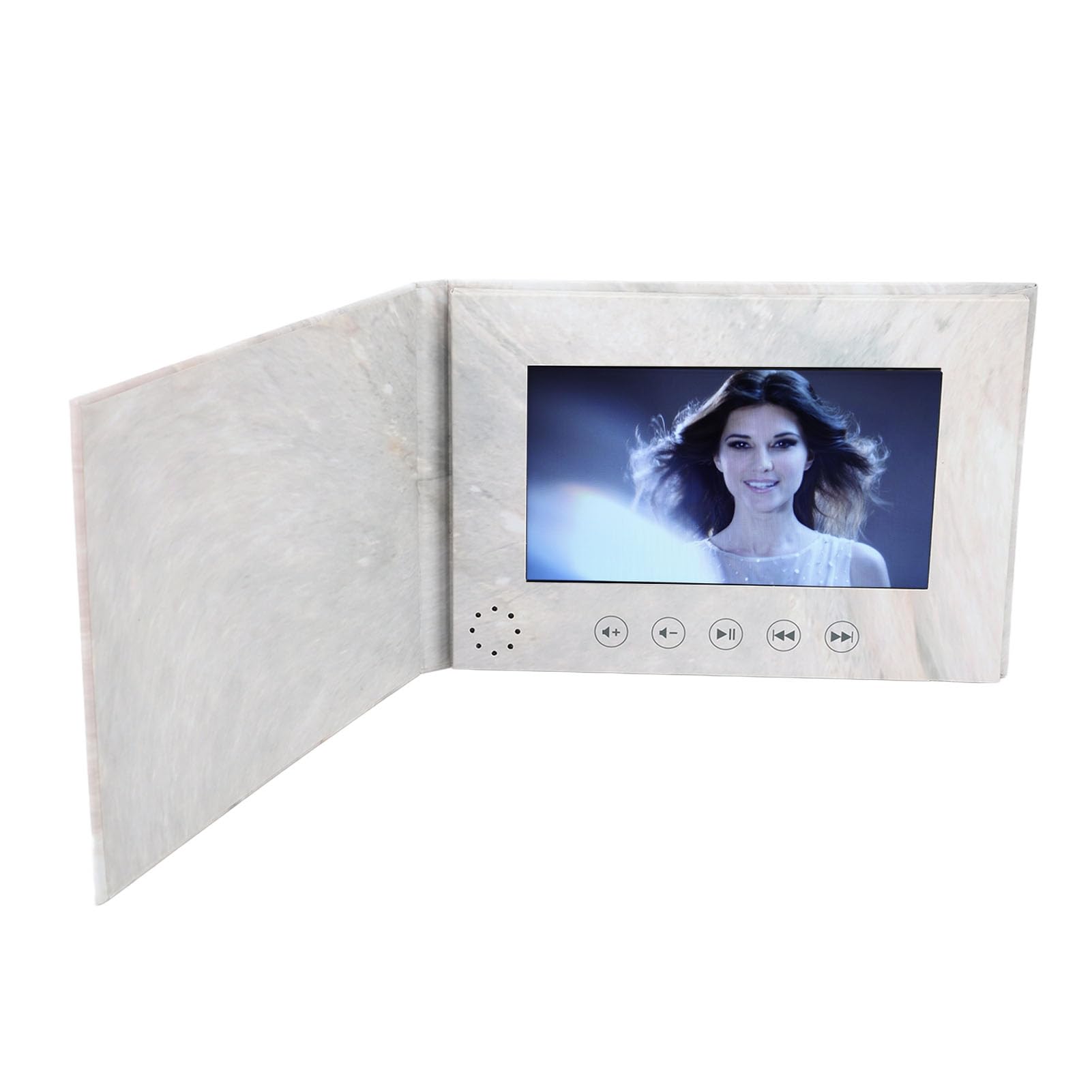 Brochure Video, USB Ricaricabile da 7 Pollici 720P, Decodifica Video Ad Alta Definizione, Biglietto di Auguri Elettronico con Memoria da 2 GB per la Festa della Mamma (GRAY)