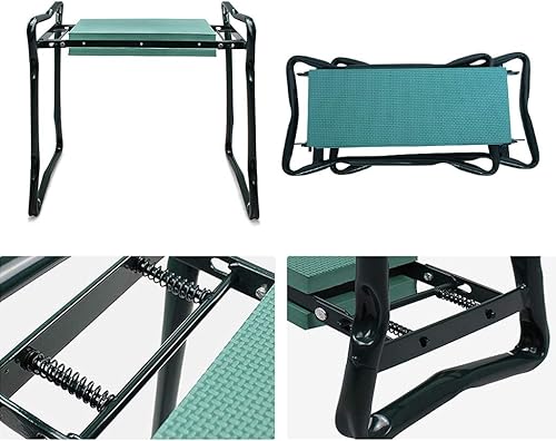 Miniatura 4 de DSISI taburete plegable portátil para jardinería, multifuncional asiento de jardín con bolsa de herramientas almohadilla de espuma 60 × 27 ×