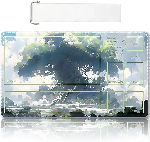 Miniatura 15 de Tapete de juego MTG cosido de alta calidad con zonas y parte trasera de goma antideslizante, tapete de juego TCG para MTG y otros juegos de cartas