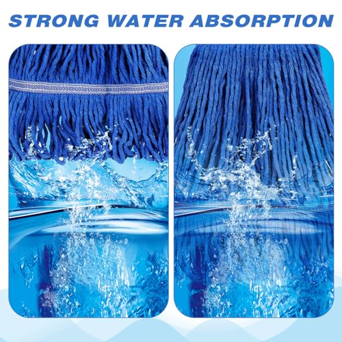 Image of Nuogo 40 Pcs Commercial Mop Head Replacement Heavy Duty Mop Head Refill Wet Industrial Looped End String Cotton Mop Heads Bulk for Home Industrial Commercial Cleaning Supplies, Blue